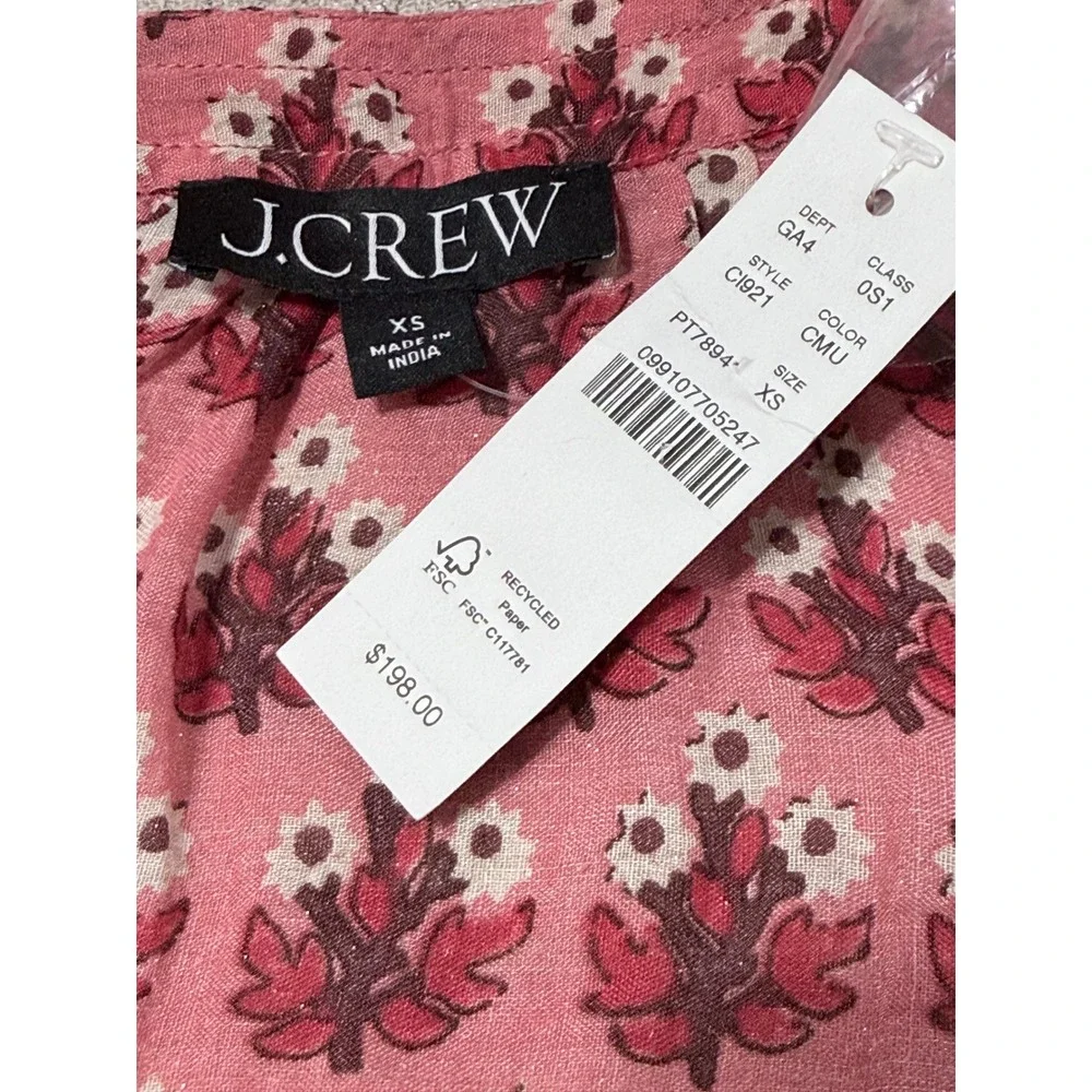 J. Crew Sz XS Cabana Mini Dress in Block-print Ramie $198